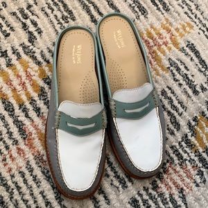 G.H. Bass Weejuns Multic Patent Leather Penny Loafer Mule Shoes Womens Sz 9 Slip